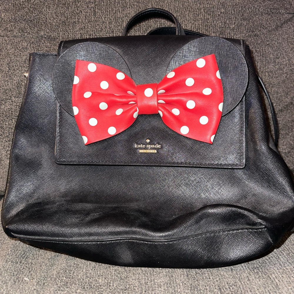 Kate Spade Black Backpack with Polka Dot Bow